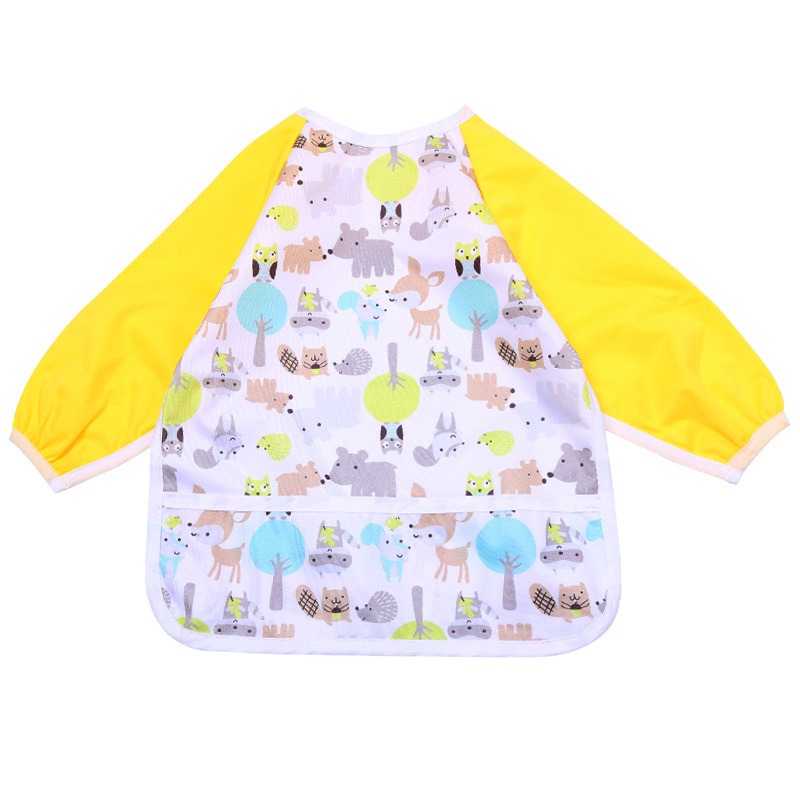 Custom Waterproof Long Sleeved Bib Baby Bibs with Pocket Children Feeding Smock Bib Coverall Toddler Eating Clothing Wholesale