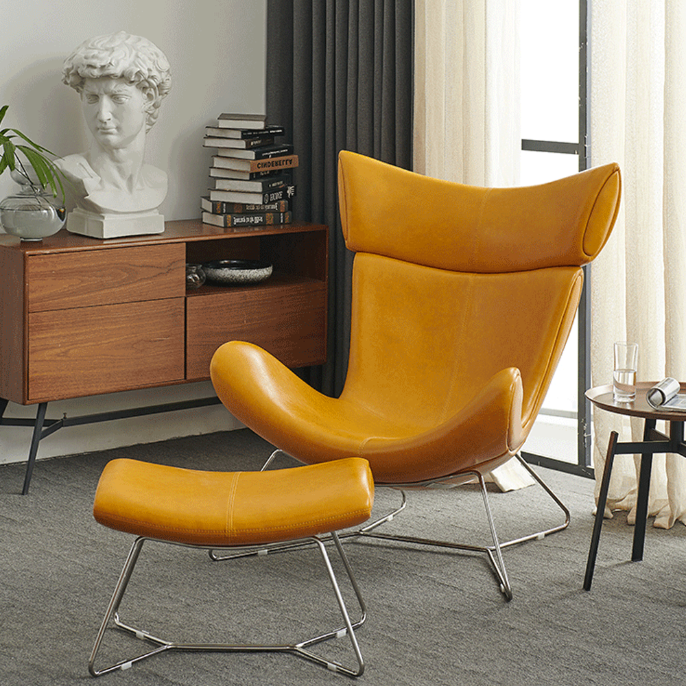 Modern Leather Chair Sofa bjflamingo single  lazy lunch break chair.