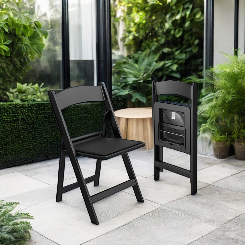 Modern Black Resin Stackable Folding Chair Padded Wedding Event Chair with Comfortable bjflamingo  wimbledon garden chairs