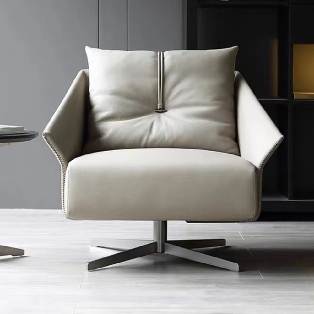 Modern Accent Chair with Swivel Metal Legs Leather armchair bjflamingo Lazy Leisure Sofa Chair