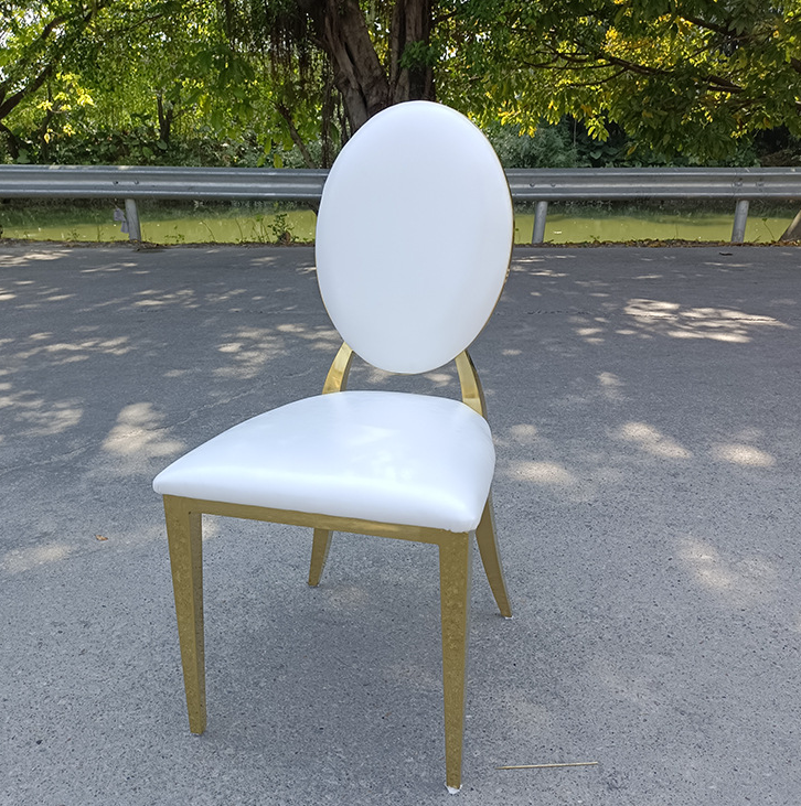 Rental Gold Stainless Steel Wedding chair bjflamingo Banquet Restaurant chair with Round Back