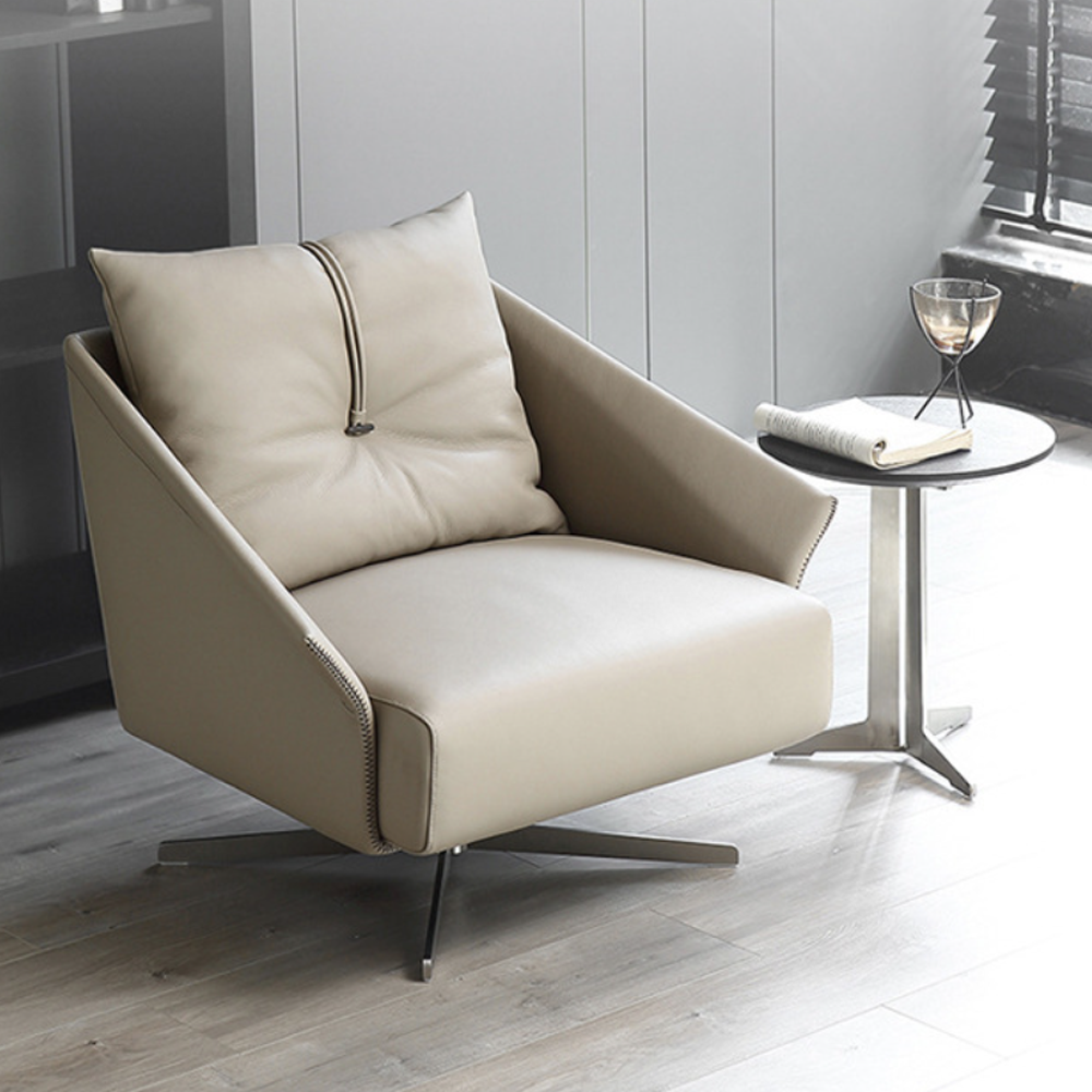 Modern Accent Chair with Swivel Metal Legs Leather armchair bjflamingo Lazy Leisure Sofa Chair