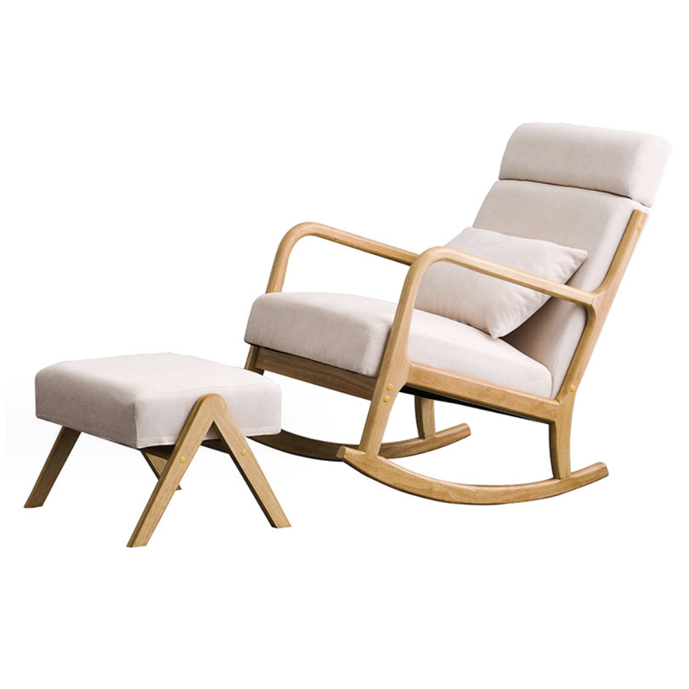 Nordic home leisure sofa rocking chair bjflamingo balcony solid wood lazy lounge chair with footrest