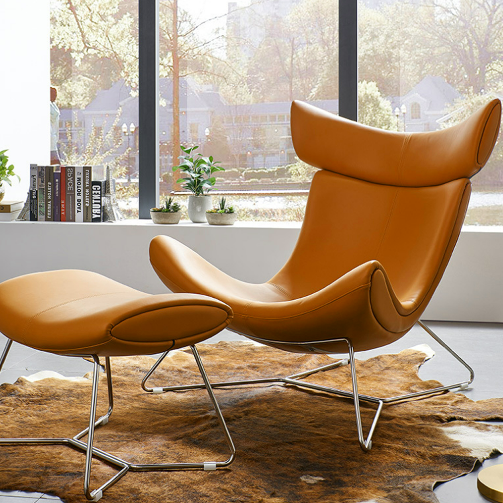 Modern Leather Chair Sofa bjflamingo single  lazy lunch break chair.