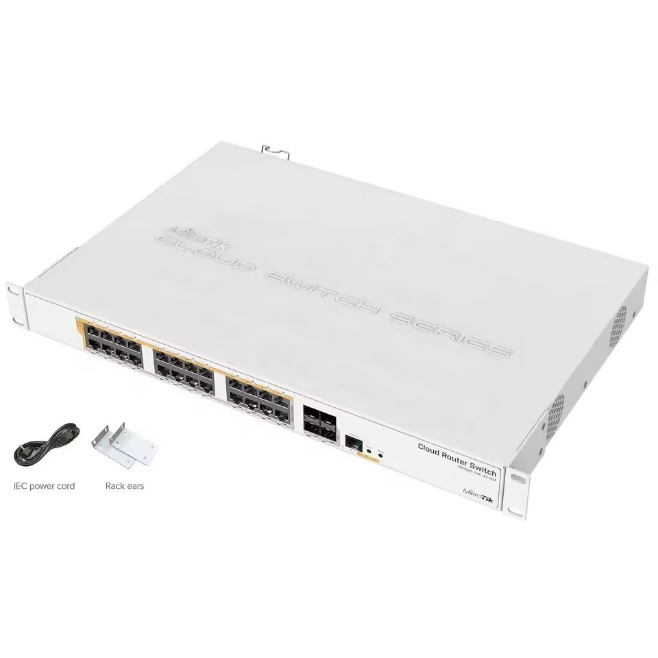 Hot Sale 24 Gigabit Ethernet Switch Mikrotik CRS328-24P-4S+RM Support Passive PoE Low Voltage PoE 802.3af/at Intelligent Switch