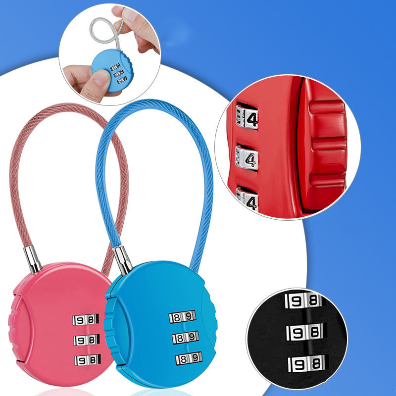 Circular Steel Wire Rope Password Lock New Style Lock Basket Lock Backpack 3-Position Padlock