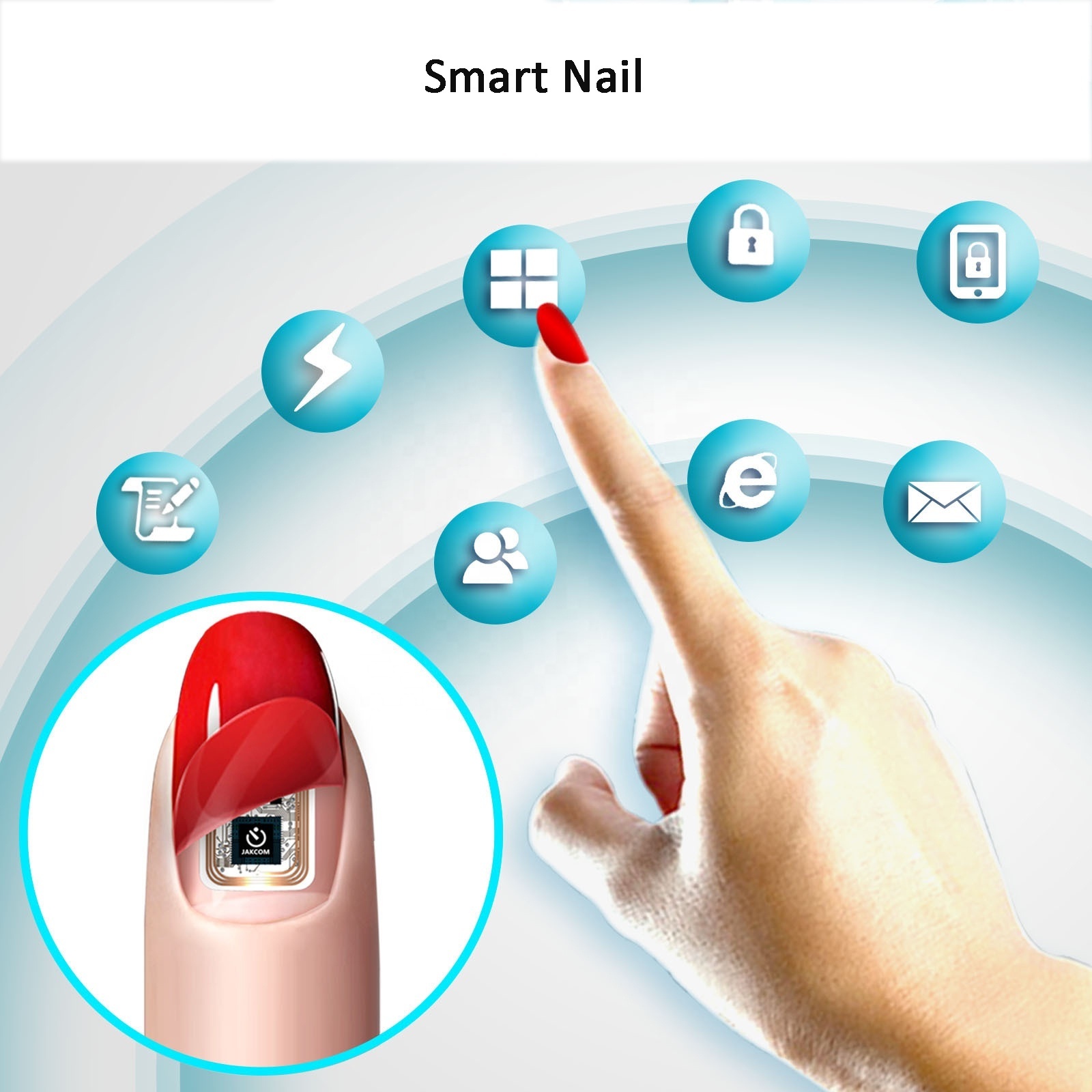 finger access control smart nfc rfid card reader led nail art decals sticker