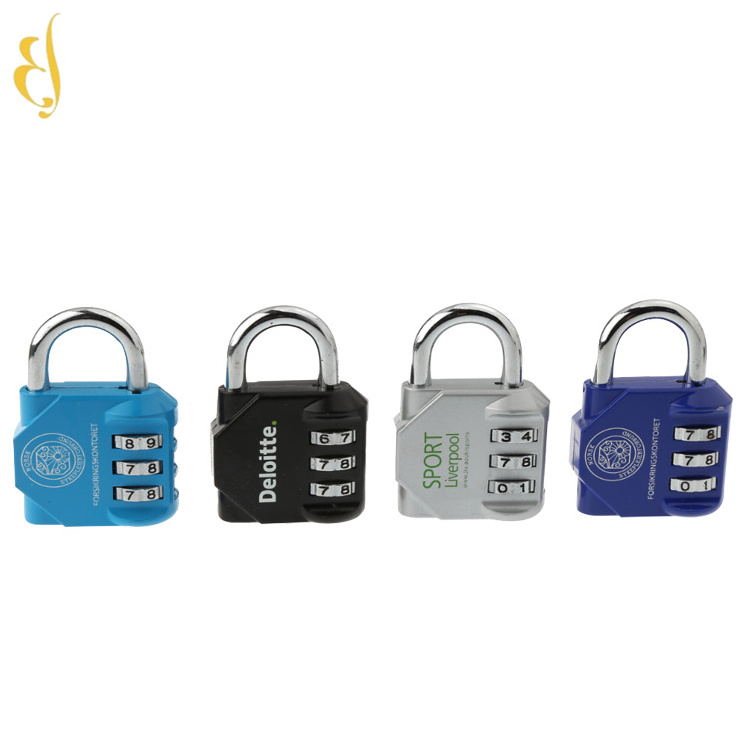 3 digit colorful resettable gym combination padlock with OEM logo printing