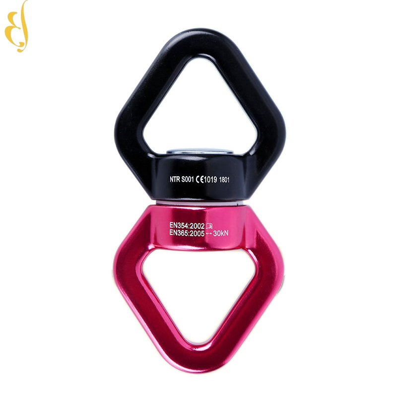 30kn aluminum safest 360 degree rotator snap hook tree swing swivel triangle carabiner for yoga hammock