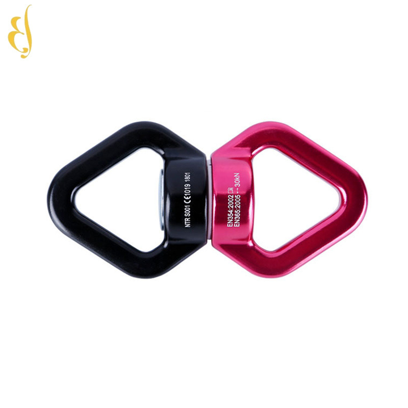 30kn aluminum safest 360 degree rotator snap hook tree swing swivel triangle carabiner for yoga hammock