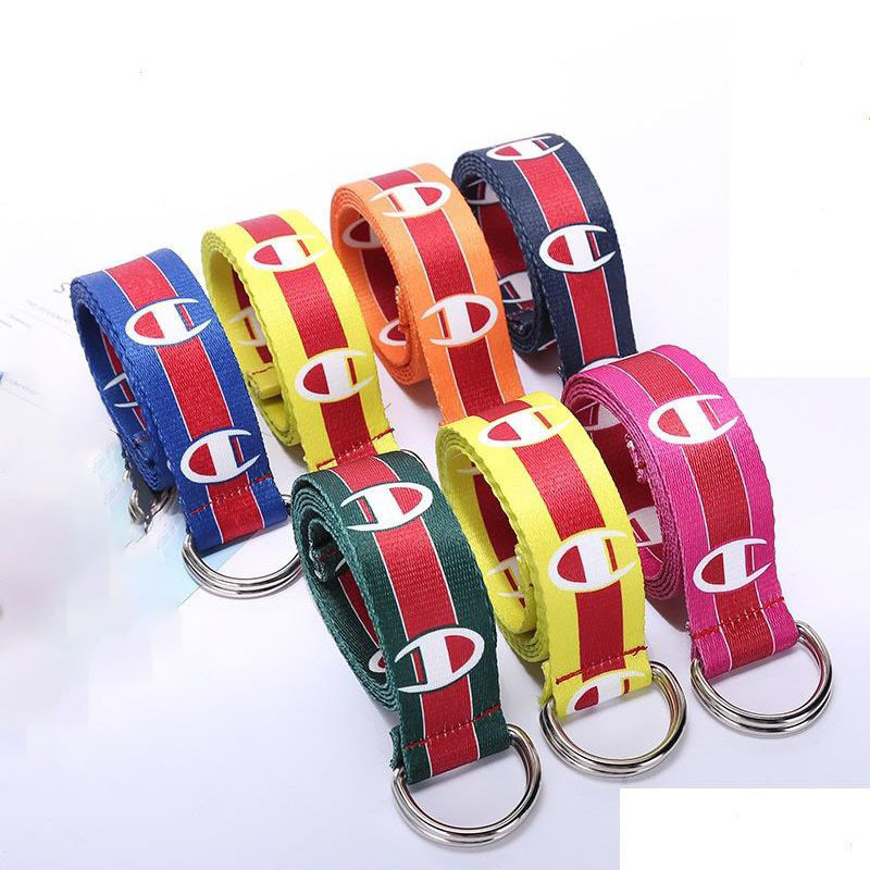 Color pattern casual canvas weaving men and women youth belt fashion wild double ring jeans belt