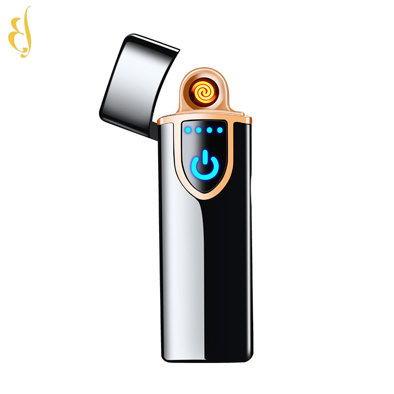 flameless metal fingerprint touch coil usb charing smoking electronic cigarette lighter with led light