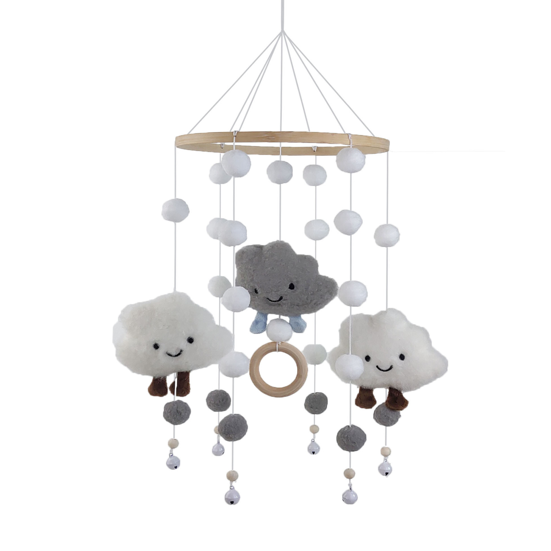 Cloud hairball wind chimes decorative pendant Children's room wall decoration Hanging baby wall decoration