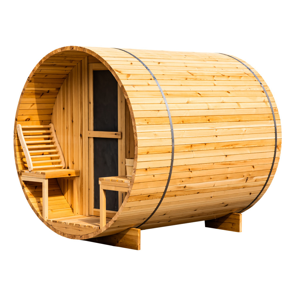 China Outdoor 6kw Electric Hemlock 2 Person Barrel Sauna Wood Fired Sauna