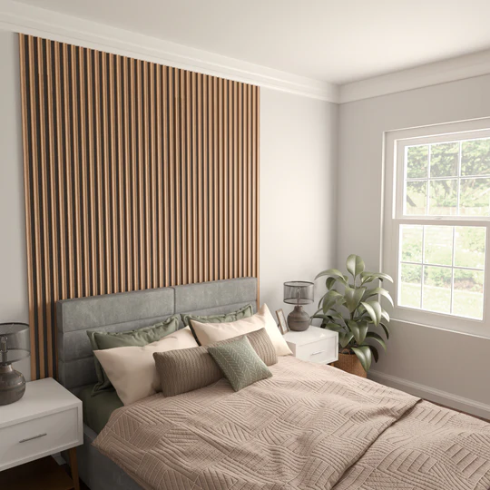 high quality solid wood 3d slat panel for living room bedroom