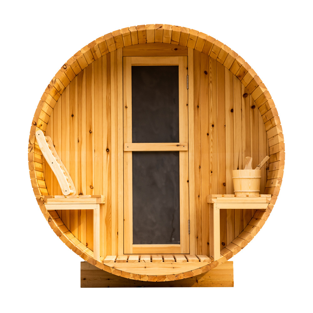 China Outdoor 6kw Electric Hemlock 2 Person Barrel Sauna Wood Fired Sauna