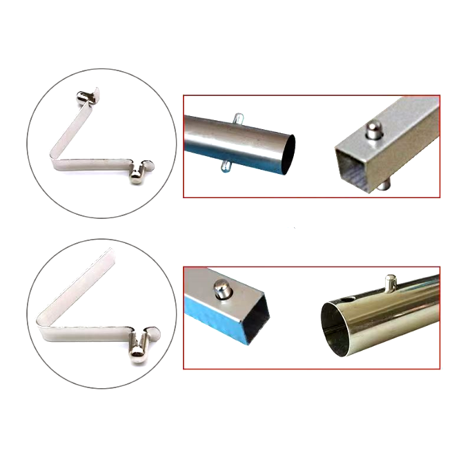 Tent Pole Joints Push V Shape Single Button Spring Clip for umbrella tube hollow Locking pin