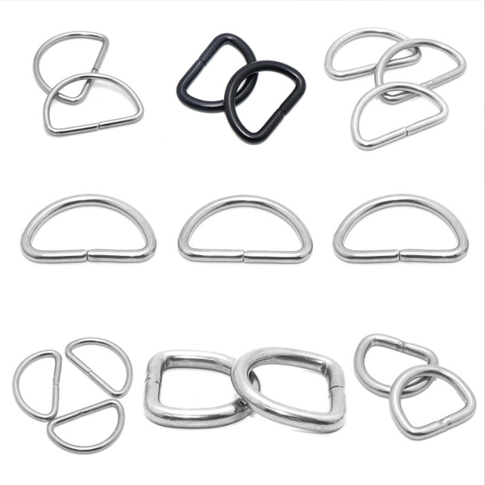 Customized bag accessories wire forming welding metal stainless steel d ring brass d ring belt buckles