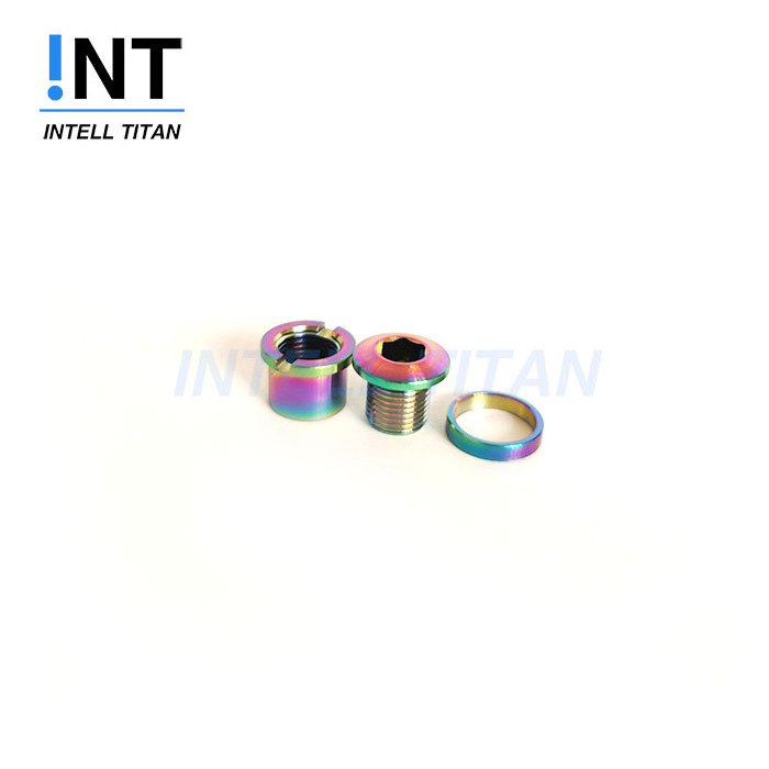 Titanium bicycle accessory chain ring bolt