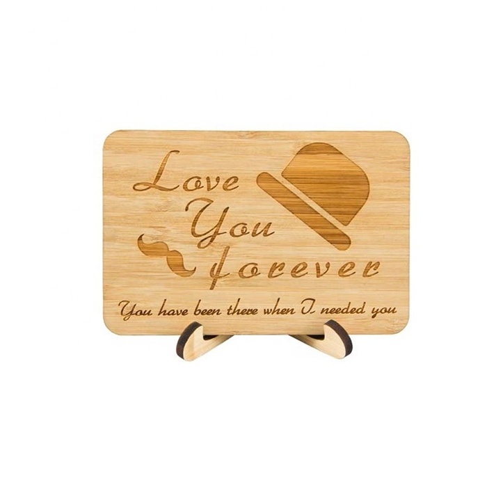 Custom Factory Decor Crafts Laser Cut Wood for Fathers Mothers Day Wedding Christmas Gifts laser engraved wooden business card