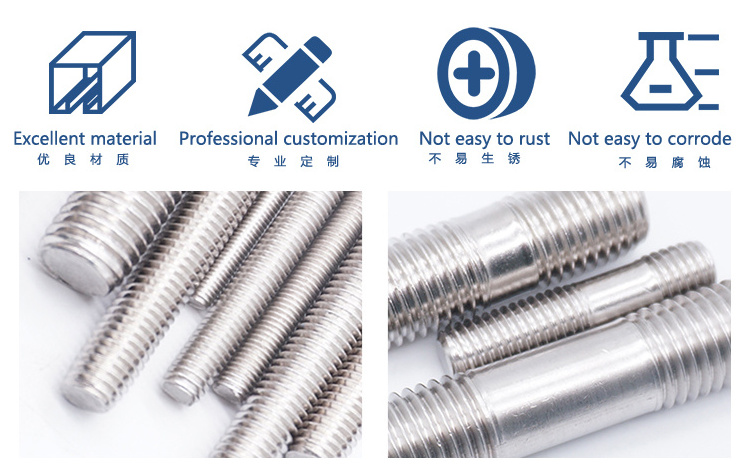 Galvanized metal full stud bolt tiny threaded rod with bolt m4 steel rod stud double ended stud m8 110mm 6mm threaded rod 60mm