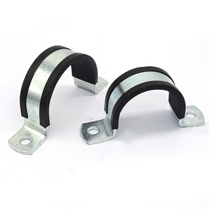 Quick release pipe clamp with rubber lining covered rubber lined steel pipe clamp steel clamps with rubber cushion