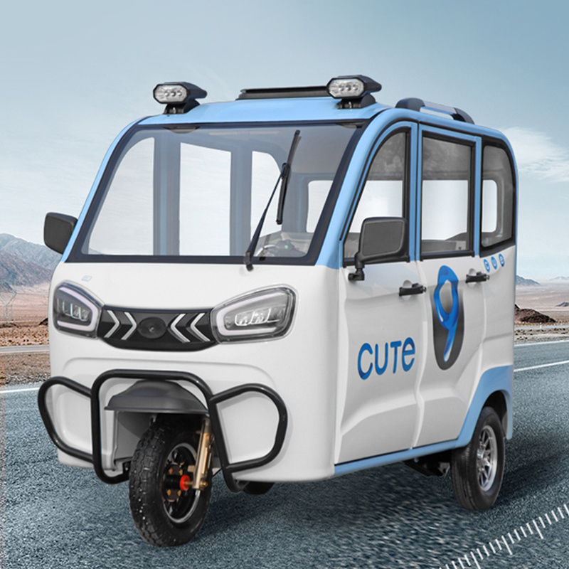 Low-cost heavy-duty passenger loading enclosed cabin electric passenger tricycle