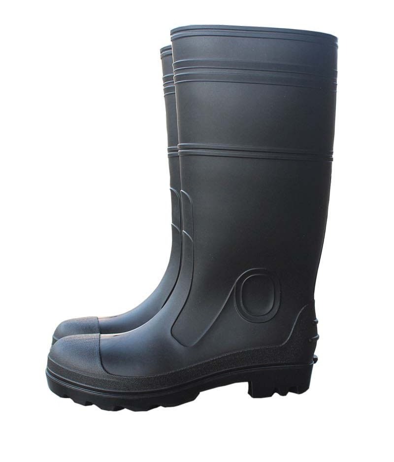 wholesale soft black work steel toe wellington pvc mining industrial safety rain boots for workers