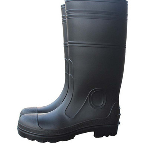 wholesale soft black work steel toe wellington pvc mining industrial safety rain boots for workers