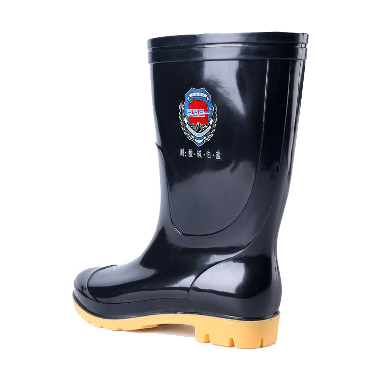 high quality wear-proof black galoshes car wash garden farming work boots fishing PU rain shoes waterproof  boots man