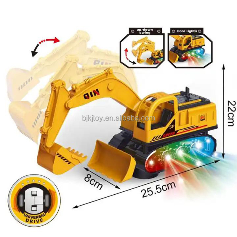 Children's Electric Excavator Toy Light Music Simulation Universal Wheel Engineering Truck Model Toy Up And Down Swing