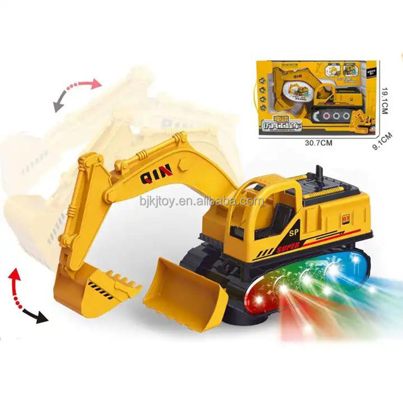 Children's Electric Excavator Toy Light Music Simulation Universal Wheel Engineering Truck Model Toy Up And Down Swing