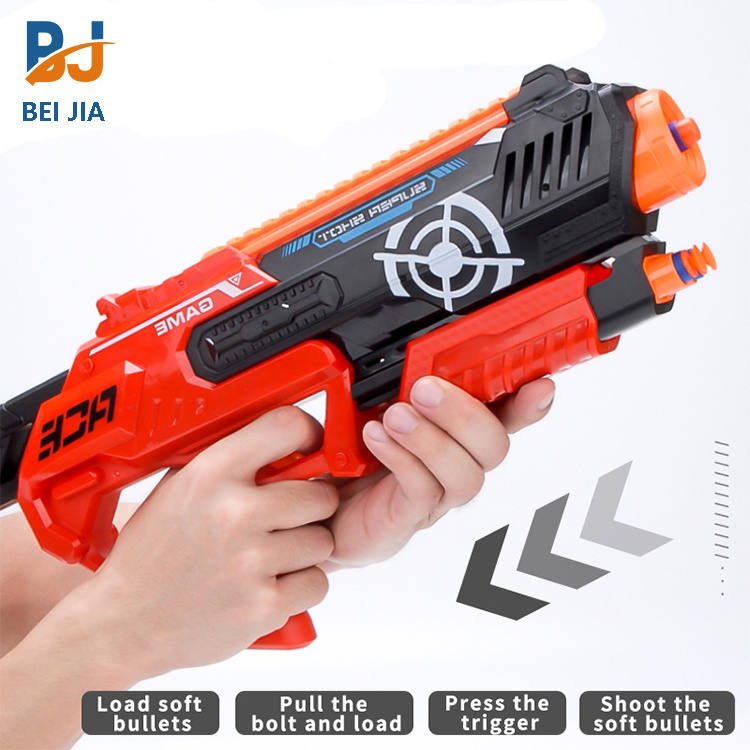 Plastic Gun Toy For Boys Gift Super Shooting Distance  Rubber Foam Soft Bullet Gun For Kids Pistol Toy