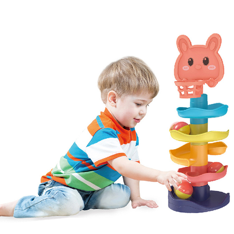 5 layer ball drop and roll swirling tower for baby educational toys include 5 balls Drop and Go Ramp Toy Set