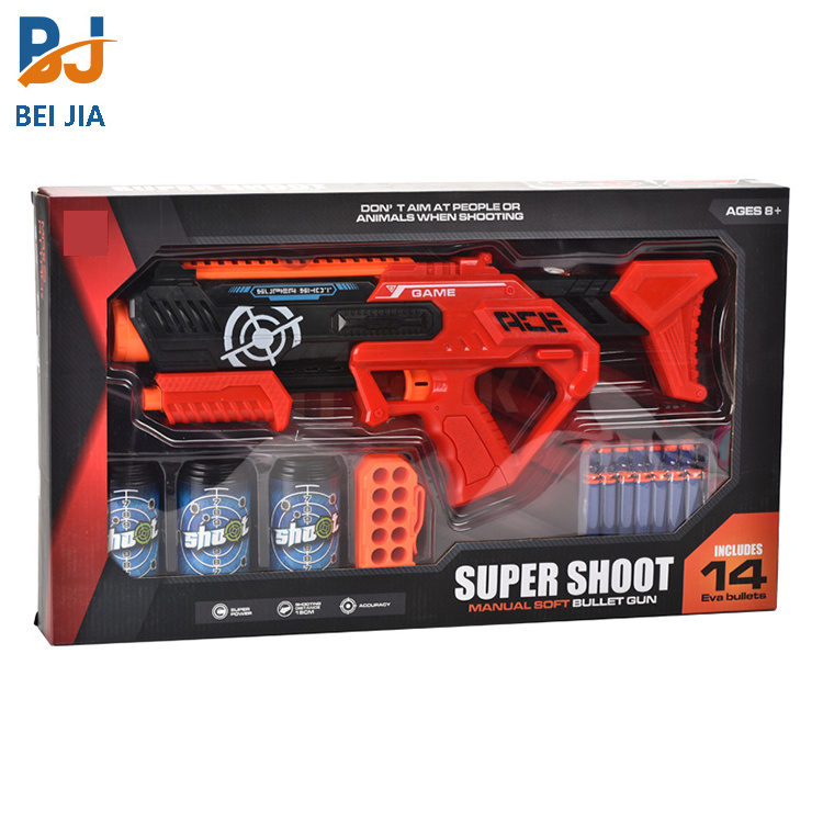 Plastic Gun Toy For Boys Gift Super Shooting Distance  Rubber Foam Soft Bullet Gun For Kids Pistol Toy