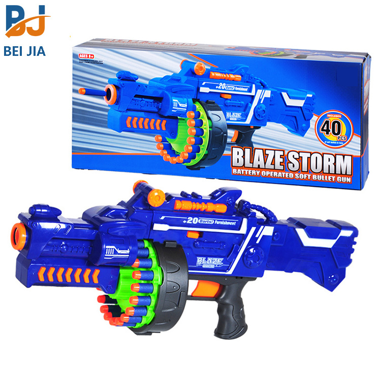 B/O Kids toy gun shooting game blaze storm soft bullet gun with 40pcs EVA foam bullet