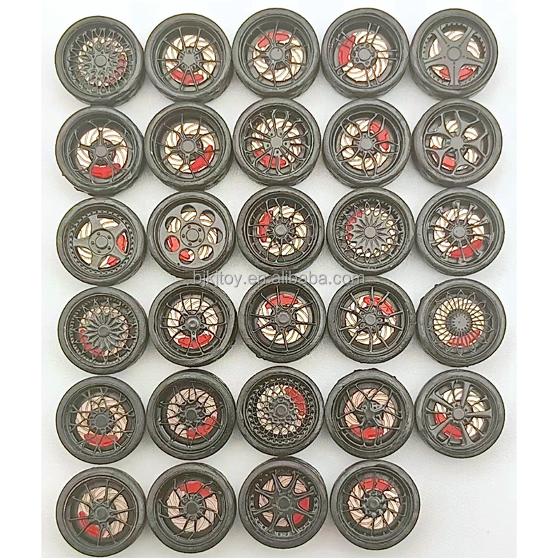 11mm 1/64 model car accessories alloy diecast car hobby model calipers wheel hub rubber tires