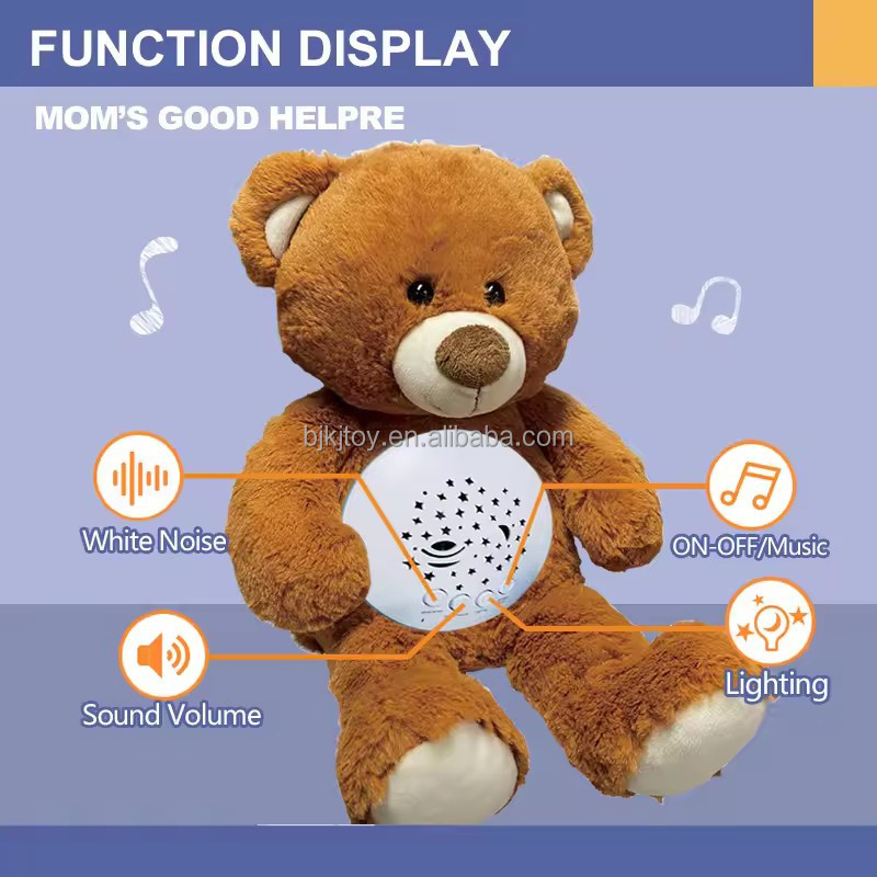 soft baby electric plush toy nightlight projector baby sleeping musical stuffed bear animal toy