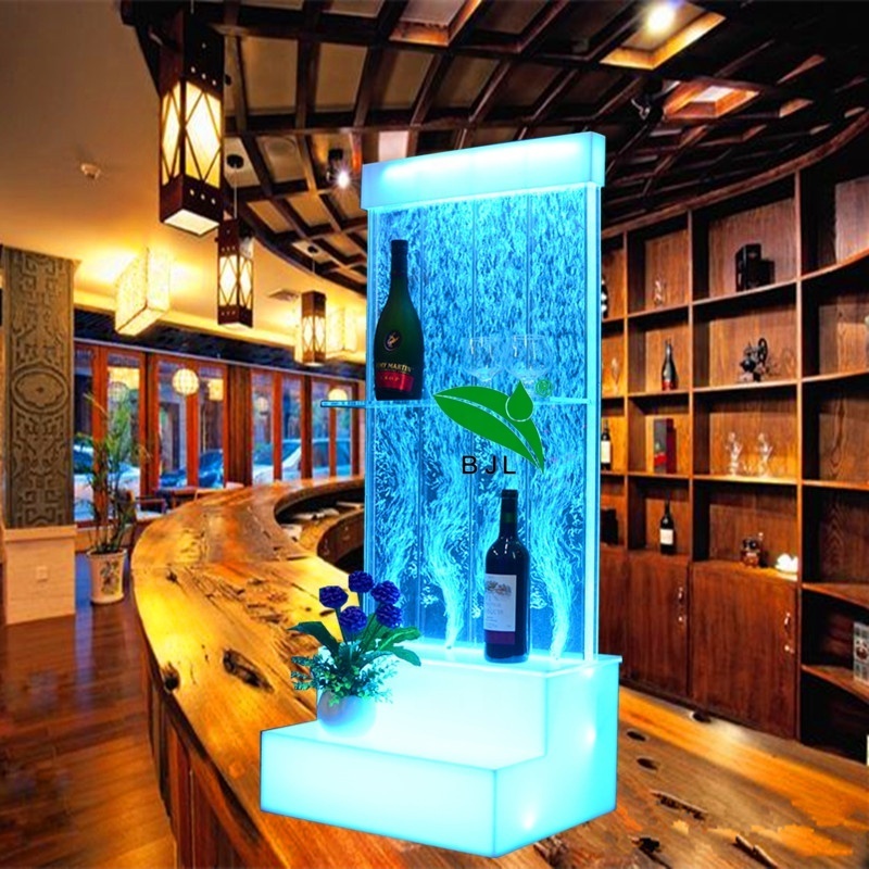 night club furniture remote control rgb color changing aquarium water bubble led lighted bar shelf