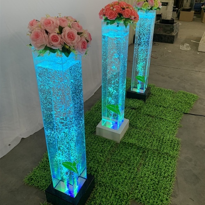 RGB led water bubble aquarium acrylic flower pillar hotel restaurant furniture