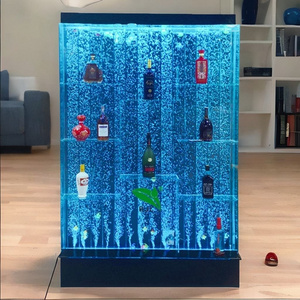 custom made display rack furniture LED glowing water bubble wall acrylic bar cabinet wine shelf