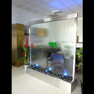 stainless steel indoor water glass wall fountain waterfalls for homes