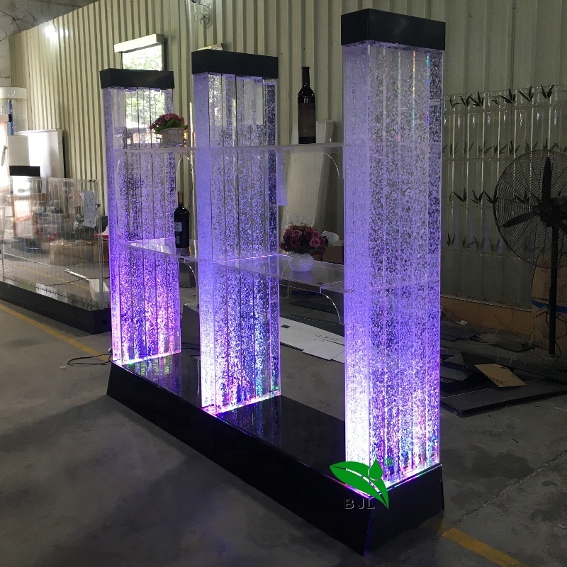 Creative led color changing aquarium water bubble square column shoe display stand shelf