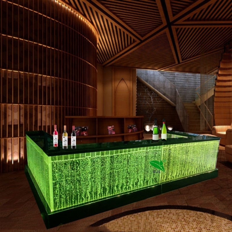 customized luxury modern bar furniture LED lighted colorful water bubble wall bar cabinet counter