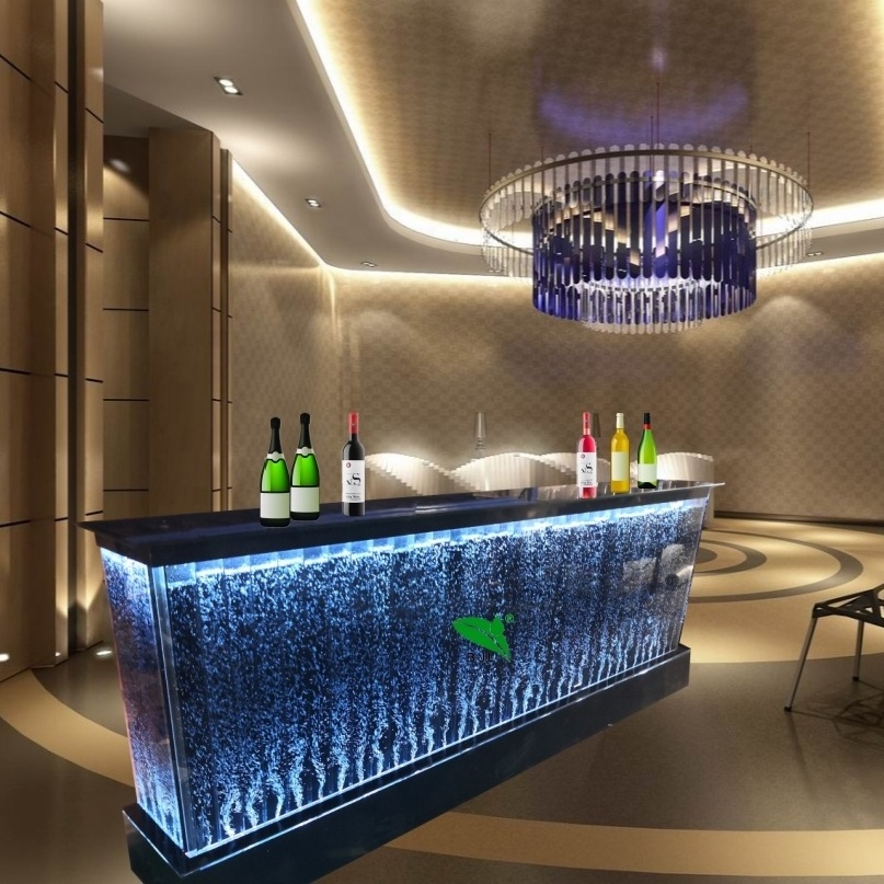 customized luxury modern bar furniture LED lighted colorful water bubble wall bar cabinet counter