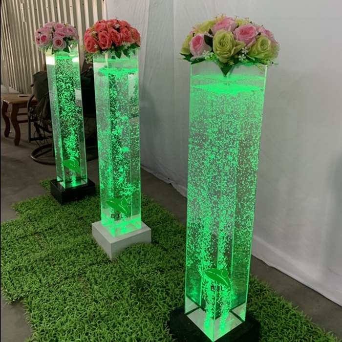 RGB led water bubble aquarium acrylic flower pillar hotel restaurant furniture