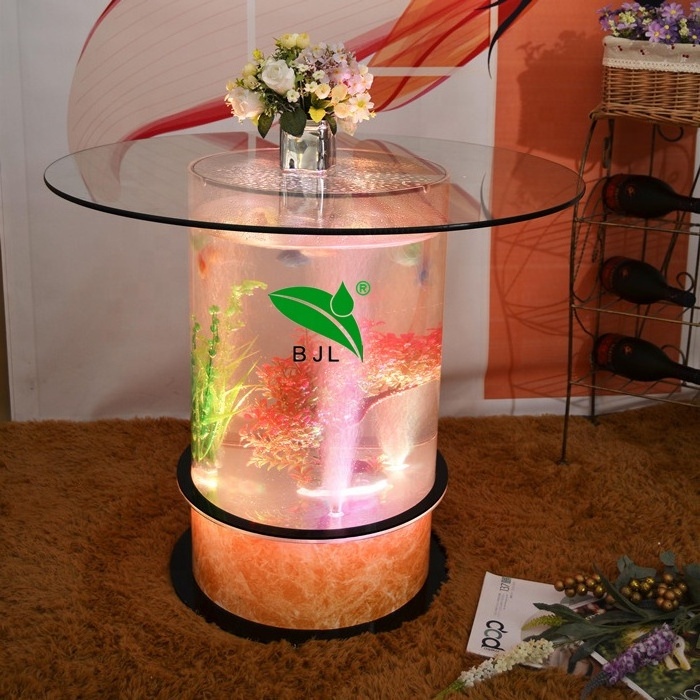 round glass aquarium water bubble glowing aquarium table