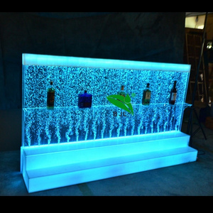 night club furniture remote control rgb color changing aquarium water bubble led lighted bar shelf