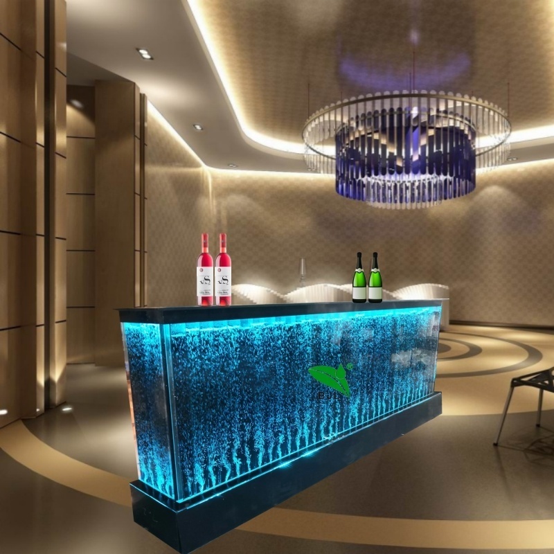 customized luxury modern bar furniture LED lighted colorful water bubble wall bar cabinet counter