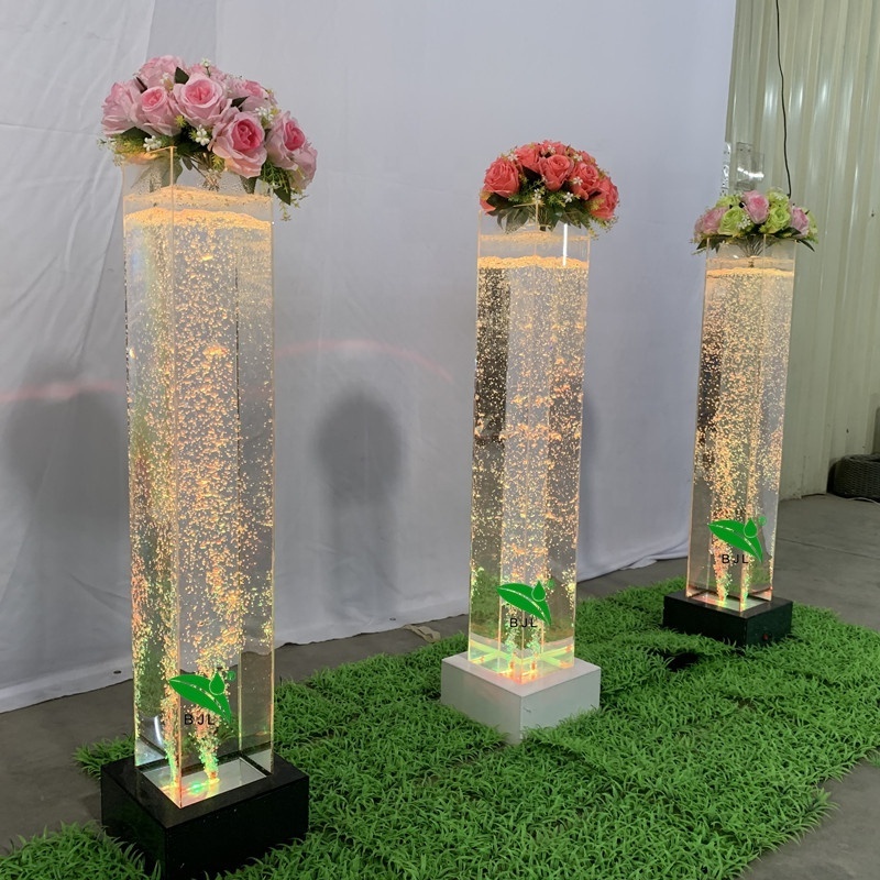 RGB led water bubble aquarium acrylic flower pillar hotel restaurant furniture